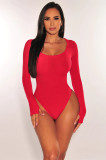 Solid Ribbed Long Sleeve Rompers with Thumb Holes