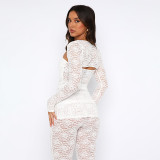 Lace Strapless Top with Shrug and Pants Sexy Three-Piece Set