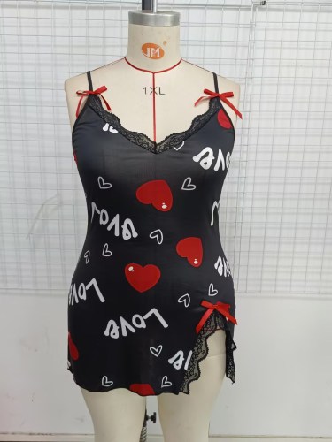 Print Cami Night Dress Plus Size Sexy Lingerie