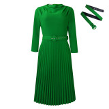 Fashion Chic Elegant Solid Plus Size Pleated Dress