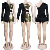 Sexy Slim Fit Sequin Contrast Fashion 3 Piece Set