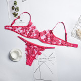 Sexy Romantic Embroidered Floral See-Through Sexy Lingerie Set