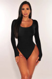 Solid Ribbed Long Sleeve Rompers with Thumb Holes