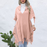 Casual Loose V-Neck Hooded Cloak Sweater