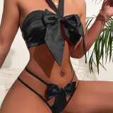 Bow Tie Sexy Hollow Two Piece Lingerie Set