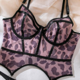 Leopard Print Sexy Underwired Lingerie Set Womens Underwear