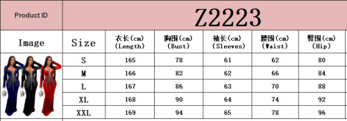 Sexy Party Long Sleeve Rhinestone Fishtail Dress