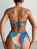 Colorful Bandeau Bikini Sexy Printed Two Piece Swimsuit