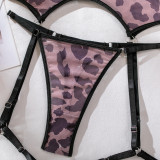 Leopard Print Sexy Underwired Lingerie Set Womens Underwear