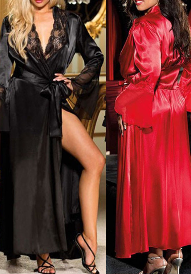 Erotic Lingerie Sexy Long Bathrobe