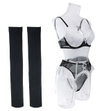 Sexy Game Uniform Lingerie Set Lacemesh Patchwork 5PCS Underwear