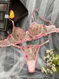 Embroidered Floral See-Through Sexy Lingerie Set