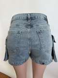 Two Way Detachable Pockets Stretch Denim Pants Denim Shorts