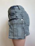 Two Way Detachable Pockets Stretch Denim Pants Denim Shorts