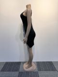 Sexy Bow Rhinestone Decorated Slit Straps Bodycon Dress