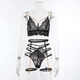 Sexy Lace Hollow Out Metal Chain Erotic Lingerie Set