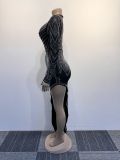 Sexy Rhinestone V-Neck Irregular Stretch Bodycon Dress