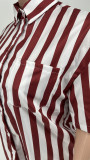 Fashion Striped Print Loose Blouse Shorts Two Piece Set