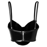 Sexy Patent PU-Leather Corset Camisole Top