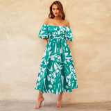 Sexy Off Shoulder Puff Sleeve Floral Chic Swing Dress