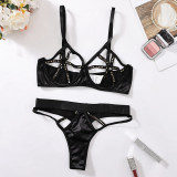 Sequin O-Ring Hollow Out Patchwork Sexy Lingerie Set
