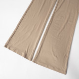 Round Neck Short Sleeve Crop Top and Pants Patchwork 2PCS Set