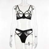 Sequin O-Ring Hollow Out Patchwork Sexy Lingerie Set