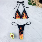 Sexy Printed Flame Bikini Set