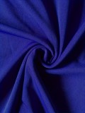Blue Elegant Half Sleeve Plus Size Ruffles Bodycon Dress