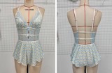 Sexy Lingerie Floral Print Lace Patchwork Straps Playsuit Loungewear