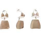 Fashion Sexy Halter Neck Bikini Skirt Three-Piece Swimsuit