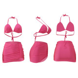 Fashion Sexy Halter Neck Bikini Skirt Three-Piece Swimsuit