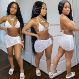 Fashion Sexy Halter Neck Bikini Skirt Three-Piece Swimsuit