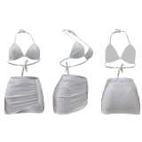 Fashion Sexy Halter Neck Bikini Skirt Three-Piece Swimsuit
