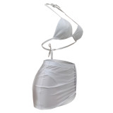 Fashion Sexy Halter Neck Bikini Skirt Three-Piece Swimsuit