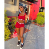 Casual Sports Cropped Tank Top and Shorts Two Piece Set