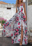 Floral Print V Neck Straps Resort Dress