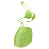 Fashion Sexy Halter Neck Bikini Skirt Three-Piece Swimsuit