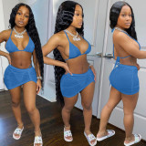 Fashion Sexy Halter Neck Bikini Skirt Three-Piece Swimsuit