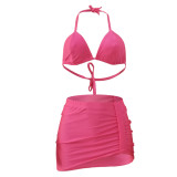 Fashion Sexy Halter Neck Bikini Skirt Three-Piece Swimsuit