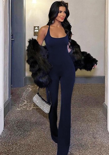 Sexy Cross Back Flare Jumpsuit