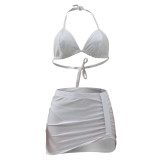 Fashion Sexy Halter Neck Bikini Skirt Three-Piece Swimsuit