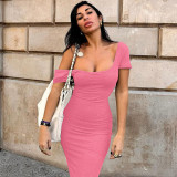 Sexy Strappy Backless Short Sleeve Maxi Dress