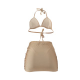 Fashion Sexy Halter Neck Bikini Skirt Three-Piece Swimsuit