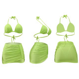 Fashion Sexy Halter Neck Bikini Skirt Three-Piece Swimsuit
