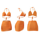 Fashion Sexy Halter Neck Bikini Skirt Three-Piece Swimsuit