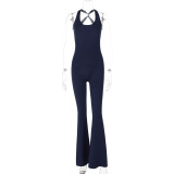 Sexy Cross Back Flare Jumpsuit
