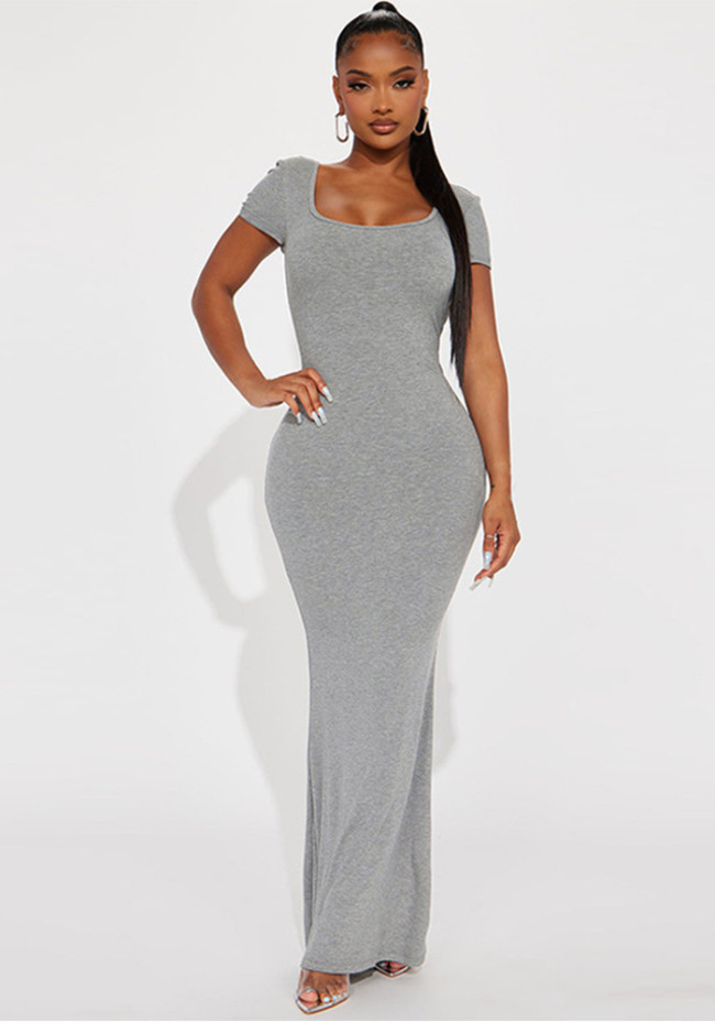 Sexy Strappy Backless Short Sleeve Maxi Dress