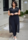 Plus Size See-Through Chiffon Slit Long Dress