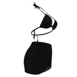 Fashion Sexy Halter Neck Bikini Skirt Three-Piece Swimsuit